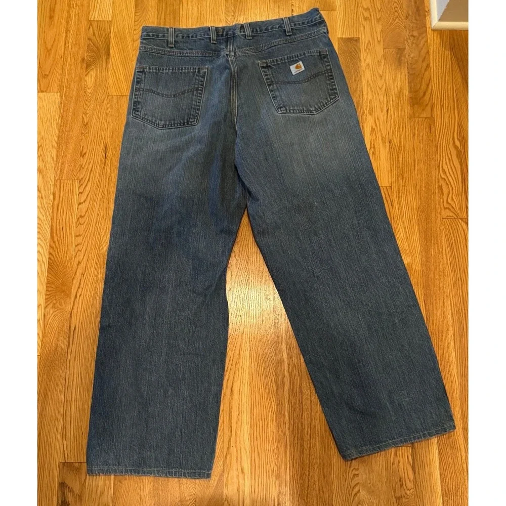 Carhartt B180 LVN Loose Fit Jeans Mens 38x34 Blue Denim‎ Light Wash Workwear